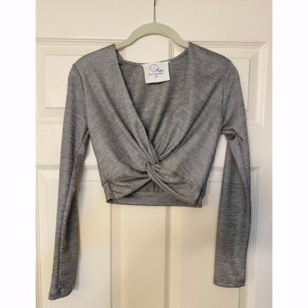 Blue life, XS, silver cropped long sleeve